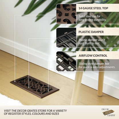 SPH412-RB Floor Register, 4X12, Rubbed Bronze Finish