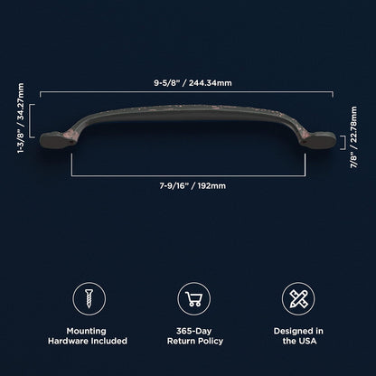 P2996-RI Refined Rustic Collection Pull, 192Mm (7-9/16") Center to Center, Rustic Iron Finish